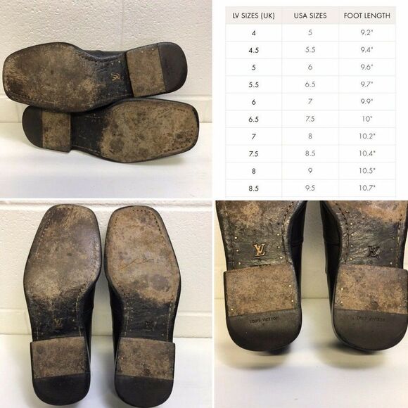 Louis Vuitton Men's Black Leather Square Toe Slip On Loafer Shoes Size LV 8 US 9 - Picture 12 of 12